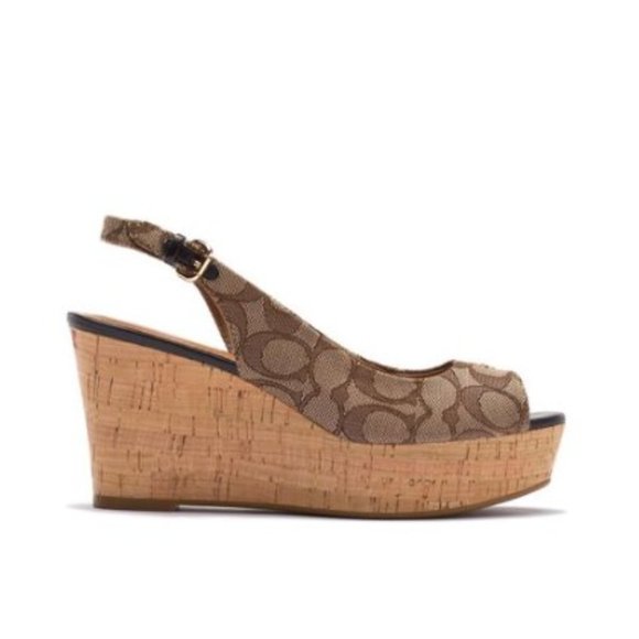 COACH Women's Ferry Signature Platform Wedge Sandal - Picture 8 of 9